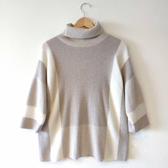 Lafayette 148 New York Sweaters - Lafayette 148 Wool and Cashmere Colorblock Sweater